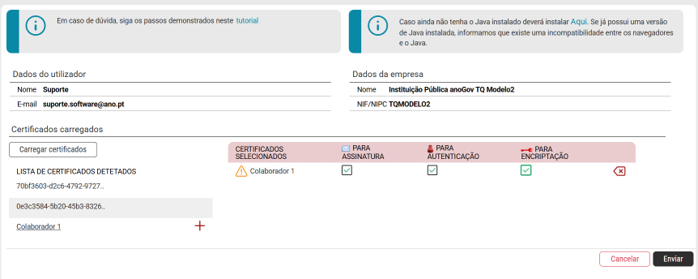 adicionar certificados