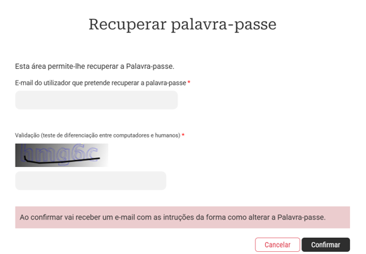 dados do utilizador a recuperar