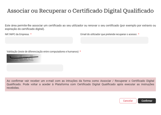 utilizador tem um novo certificado
